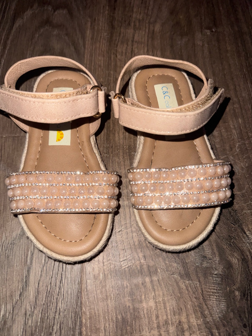 C&C California Girls Peach Beaded Strap Sandals